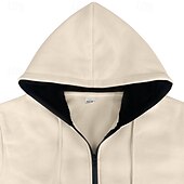 abordables sudaderas basicas hombre-Hombre Sudadera Sudadera con capucha y cremallera completa Sudadera con capucha de lana Albaricoque Negro Verde Ejército Azul Marino Gris Claro Con Capucha Plano Bolsillo Deporte Diario Festivos