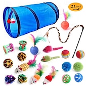 cheap Cat Toys-Ball Feather Toy Mice &amp; Animal Toy Tunnels Squeak Toy with Durable Pet Exercise Releasing Pressure Pet Training Teething Rope Toy for Cat Indoor Outdoor Pet Play