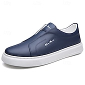 billige Sneakers til herrer-Herre Treningssko Gange Fritid Mikrofiber Bekvem Sklisikker Pustende Nylonteip Tøfler Svart Hvit Blå Sommer Vår
