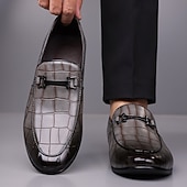 voordelige Loafers-Groene instappers met krokodillenmotief voor heren – casual zakelijke stijl, comfortabele schoenen van imitatieleer voor op kantoor en dagelijks gebruik