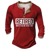 voordelige Grappige woorden-Voor heren Tekst Grappig jargon Henley-shirt Lange mouw Modieus leuke Style Dagelijks Casual Feestdagen Uitgaan Lente &amp; Herfst Alle seizoenen Zwart Groen Bordeaux Marineblauw Henley Henley-T-shirt
