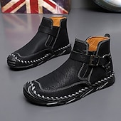 billiga Stövlar-Herr retro läderstövlar med spänne, bekväma loafers för vardagliga utflykter, bilkörning och höstmode