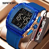 abordables Montres numériques-Sanda 6286 Montre électronique pour étudiant de type tonneau de vin Réveil multifonctionnel Montre numérique électronique pour étudiant Réveil