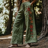 economico gamba larga e vita alta-Per donna Gamba larga Pantaloni Pantaloni Palazzo Moda Boho Lunghezza intera Vita Alta Fiore Elastico in vita Coulisse Stampato Traspirabilità Confortevole Streetwear Abbigliamento quotidiano Uscire