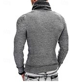 economico maglione pullover da uomo-Per uomo Felpa Maglione A Coste Maglia Top Regolari Lavorato a maglia Slim Fit Semplice Scialle Maglieria Moda Casuale Abbigliamento quotidiano Abbigliamento Inverno Nero Bianco S M L