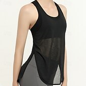 tanie Topy do jogi-Damskie Kamizelka do jogi Czołg Szybkie wysychanie Oddychający Bez rękawów Sport Jednokolorowe Top Dla Siłownia Obuwie sportowe Pilates Odzież sportowa