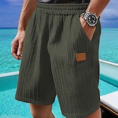 お買い得  カジュアルショートパンツ-男性用 ショーツ サマーショーツ カジュアルショーツ ポケット 弾性ウエスト ジャカード 平織り 履き心地よい 高通気性 ショート アウトドア バケーション スポーツ カジュアル ブラック ホワイト