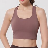 abordables Soutiens-gorge de sport &amp; gilets-Femmes Débardeurs d&#039;entraînement Soutien-Gorges de Sport Sous-vêtement Séchage Rapide Supports élevés Respirant Sans-Fil Rembourré Couleur Unie / Unie Sport Tenues de Sport Noir Jaune Salle de sport