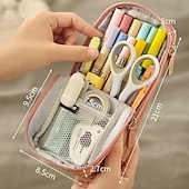 economico astucci e portapenne-Astuccio portapenne, astuccio portapenne a due strati, pieghevole, in tessuto, porta telefono, custodia portaoggetti per cancelleria, ufficio e scuola.