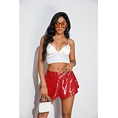 economico Fondi-Retrò Vintage Anni '80 Metallico Lucido Shorts pantaloncini corti Disco Paillettes Tinta unica Costume Per donna Costume di Carnevale Carnevale Club Parata dell'Orgoglio Mese dell'orgoglio Adulti