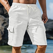baratos Shorts de moletom-Homens Bermuda Cargo Calças de Veludo Shorts de moletom Calção Bermudas Cintura elástica Tecido Conforto Esportes Comprimento do joelho Ao ar livre Ioga Casual Férias Estilo Étnico Preto Branco Sem