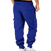 cheap Cargo-Men's Cargo Pants Fleece Pants Sweatpants Joggers Trousers Elastic Waist Drawstring Multi Pocket Plain Comfort Warm Full Length Outdoor Casual Daily Sports Fashion Black White