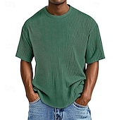abordables T-shirt en tricot gaufré-Homme T-shirt Chemise à manches courtes Manche Courte Col ras du cou Été Uni Mode Designer Basique Jacquard Vacances Rue Sortir Abricot Noir Blanche T-shirt haut de gamme pour homme