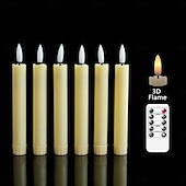 economico Luci di candela-6 candele elettroniche di simulazione di Halloween e Natale da 16,5/17,5/22,5 cm, con telecomando, batteria AAA, per interni ed esterni, per feste nuziali, decorazioni luminose