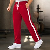 preiswerte Sweatpants-Herren Aktiv Jogginghose Jogginghose Jogger Hose Patchwork Kordelzug Einfach Komfort Weich Volle Länge Outdoor Täglich Ausgehen Urlaub Mode Schwarz Rote Dehnbar