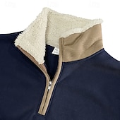 economico Felpa con cappuccio in pile-Per uomo Maglia Felpa con cappuccio in pile Felpa con zip corta Nero Blu marino Cammello Grigio chiaro Grigio scuro Colletto Mao Semplice Zip a un quarto Sport &amp; Outdoor Casuale Quotidiano Streetwear