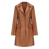 cheap Winter Coats-Women&#039;s Coat Comfortable Buttons Fashion Street Style Plain Outdoor Casual Daily Long Turndown Regular Fit Long Sleeve Outerwear Black Burgundy Camel Fall Winter