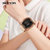 abordables Montres numériques-Sanda 6286 Montre électronique pour étudiant de type tonneau de vin Réveil multifonctionnel Montre numérique électronique pour étudiant Réveil