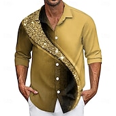 voordelige Geometrisch patroon-Voor heren Verloop Lijnen / golven Overhemd Overhemd met knopen Casual overhemd Lange mouw Mode-casual Vakantie Dagelijks Streetwear Zomer Lente Strijkijzer 3D-afdrukken shirts met kraag Rood blauw
