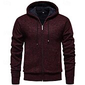 abordables suéter de la rebeca de los hombres-Hombre Chaqueta de Punto Suéter recortado Jersey con cremallera Suéter de punto Estriado Tejer Tops regulares Bolsillo Vellón Plano Con Capucha Moda Clásico Vacaciones Ropa Cotidiana Ropa Otoño