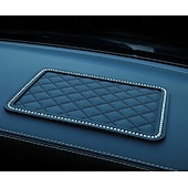 お買い得  車両サービス-車用ラインストーン滑り止めマット、キラキラ光る羽根模様のダッシュボード電話パッド、携帯電話や小物用の滑り止め車内装飾マット