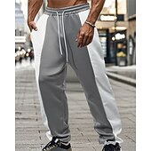 baratos Calças Desportivas-Homens Calças Esportivas Calças Calça de moletom de perna reta Bolsos Cintura elástica Com Cordão Bloco de cor Conforto Esportes Diário Moda Casual Preto Azul Micro-Elástica