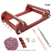 cheap DIY Art-Wooden Bead Loom Kit 10*8*2.7inch Jewelry Making Bead Tools includes Threads Tweezers Beads Jewelry Making Tool Use to Create Bracelets Necklaces Belts and More