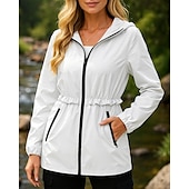 preiswerte Wasserdichte Jacken-Damen Wanderjacke Regenmantel Trench Coat Außen Wasserdicht Winddicht Leicht Wanderoutfits Wanderbekleidung Winter Herbst Oberteil Camping / Wandern / Höhlenforschung Laufen Weiß Dunkelgrün Grün