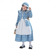 ieftine Pionier / Secolul XIX-secolul al 19-lea Anii 1800 Vestul Sălbatic Rochie de prerie Set capotă și șorț Pionier Costume de fancy Fete Halloween Carnaval Ziua Mondială a Cărții Ținute pentru evenimente școlare Reconstituire