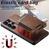 abordables Carcasas Samsung-teléfono Funda Para Samsung galaxia S25 Más S25 Ultra S24 Ultra S24 Plus S24 S23 S23 Ultra S23 Plus Funda Trasera Magnética Soporte de carga inalámbrica Caballete Retro TPU Cuero de PU