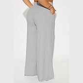 abordables pierna ancha y cintura alta-Mujer Perneras anchas Chinos Casual Medio corto Cintura Media Plano Perneras anchas Cintura elástica Confortable Transpirabilidad Deporte Casual Diario Negro Amarillo Rosa Vino Primavera Otoño Holgado