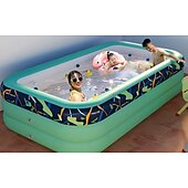 cheap Pools, Hot Tubs &amp; Supplies-Inflatable Swimming Pools, Rectangular Inflatable Swimming Pool for Kids, Family Blow up Pool, Lounge Inflatable Pool for Backyard Garden Outdoor, Easy to Inflatable