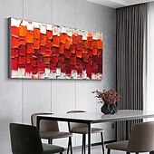 preiswerte Blumen-/Botanische Gemälde-handgemachtes original minimalistisches Ölgemälde auf Leinwand abstrakt rot impasto strukturierte Wandkunst für Wohndekoration mit gespanntem Rahmen ohne Innenrahmen Gemälde