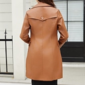 cheap Winter Coats-Women&#039;s Coat Comfortable Buttons Fashion Street Style Plain Outdoor Casual Daily Long Turndown Regular Fit Long Sleeve Outerwear Black Burgundy Camel Fall Winter