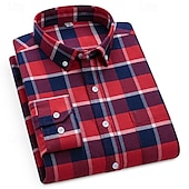 economico camicie oxford da uomo-Per uomo Camicia Camicia elegante Camicia button-down Camicia Oxford Camicia con Colletto A Quadri / A Righe / Chevron / Rotondo Abbigliamento quotidiano Abbigliamento Aziendale Bianco Rosso Blu