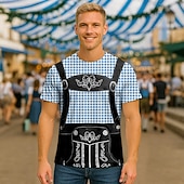 preiswerte Grafikbekleidung-T-Shirt Lederhosen T-Shirt Match Bayerisch München Deutsch alpin T-Shirt Ärmel Grafik für Herren Erwachsene 3D-Druck  für Karneval Oktoberfestbier Party Alltagstauglich