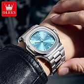 abordables Montres à quartz-OLEVS Femmes Hommes Montre à quartz Luxe Grand cadran Mode Affaires Lumineux Calendrier IMPERMÉABLE Bracelet en acier inoxydable Suivre