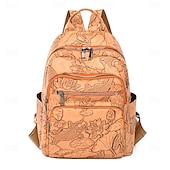 abordables Sacs à dos de Collège-Sac à dos en similicuir avec motif koi et lotus en relief – Sac d&#039;école à l&#039;esthétique bohème pour adolescents et amateurs d&#039;art