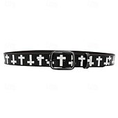 cheap Men&#039;s Belt-Men&#039;s Belt Waist Belt Black White Dermis Alloy Durable Adjustable Cross Outdoor Daily