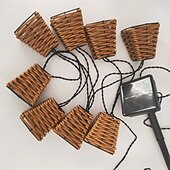 cheap LED String Lights-Rattan Decorative String Lights Boho String Lights with 20 Mini Bulbs  Weatherproof Lantern Style Patio Lights for Indoor/Outdoor Home Decor Pergola Porch Party and Backyard