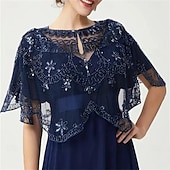 abordables Cape Châle-Écharpe Femme Élégant Protection solaire Manche Courte Dentelle Boléros de Mariage Avec Perlage Pour Mariage Été