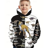 billiga Pojkens 3D-djur-Pojkar 3D Djur Dinosaurie Huvtröja Långärmad Vår Höst Mode Streetwear Barn 4-12 år Huva Utomhus Ledigt Dagligen Normal