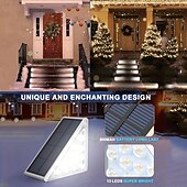 abordables Éclairage au sol-Lumières de Marche Solaire 2/4 Pcs Extérieures 13LEDs Lumières de Marches Solaires IP65 Étanches Lumières de Jardin pour Escaliers Pas de Patio Porte Avant Éclairage Décoration pour Halloween