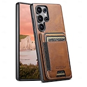 Χαμηλού Κόστους Samsung Θήκη-τηλέφωνο tok Για Samsung Galaxy S25 S24 S23 Ultra Plus S22 Plus Ultra Πίσω Κάλυμμα με βάση στήριξης Υποδοχή κάρτας Ανθεκτική σε πτώσεις Ρετρό TPU PU δέρμα