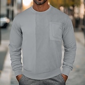 cheap Basic Hoodies-Men&#039;s Sweatshirt Black White Beige Gray Crew Neck Plain Patchwork Casual Daily Holiday Polyester Streetwear Cool Designer Fall &amp; Winter All Seasons Clothing Apparel Hoodies Sweatshirts  Long Sleeve