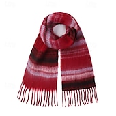 cheap Women&#039;s Shawls &amp; Wraps-Women&#039;s Rectangle Scarf Street Daily Date Red Blue Scarf Stripe
