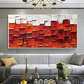 preiswerte Blumen-/Botanische Gemälde-handgemachtes original minimalistisches Ölgemälde auf Leinwand abstrakt rot impasto strukturierte Wandkunst für Wohndekoration mit gespanntem Rahmen ohne Innenrahmen Gemälde