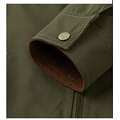 abordables Vestes Cargo-Hommes Veste de camionneur Veste Cargo Veste Tactique Occasionnel Coupe-Vent Zip Up Printemps Automne Couleur Unie ancien Tenu de travail Col de chemise Régulier Kaki Gris foncé Vert Véronèse Veste