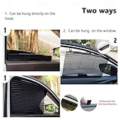 お買い得  車両サービス-車の窓用サンシェードカーテン、3m粘着剤付き、黒、引き込み式サイドウィンドウバイザー、折りたたみ式、自動日焼け止めシールド、フロントリアガラス用UVカット