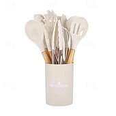 cheap Kitchen Utensils &amp; Gadgets-12-Piece Silicone Kitchen Utensil Set, Non-Stick Cooking Tools Including Spatula, Turner, Tongs, and Whisk, Heat Resistant Silicone Cooking Utensils for Baking and Stirring
